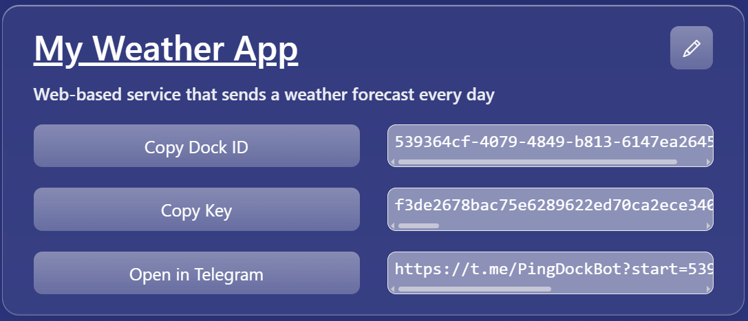 Creation of a Dock card