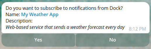 Telegram link opened in bot