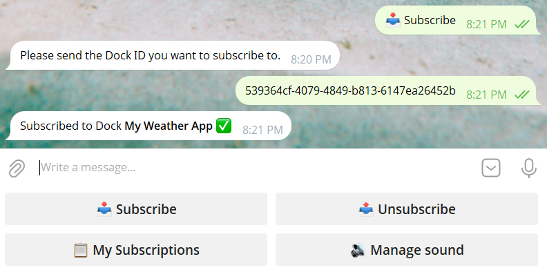 Telegram bot manual subscription
